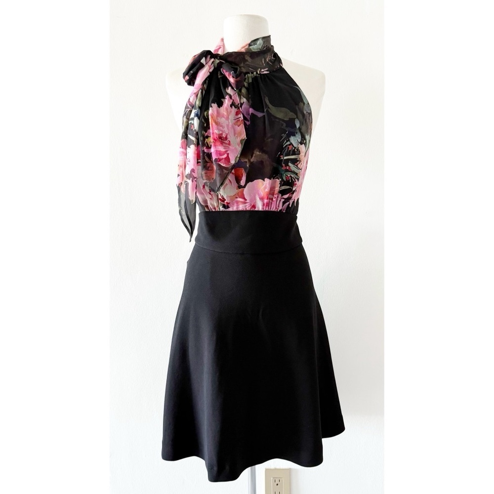 Marciano Floral Halter Neck Tie Open Back Cocktail Dress Size Medium (M)